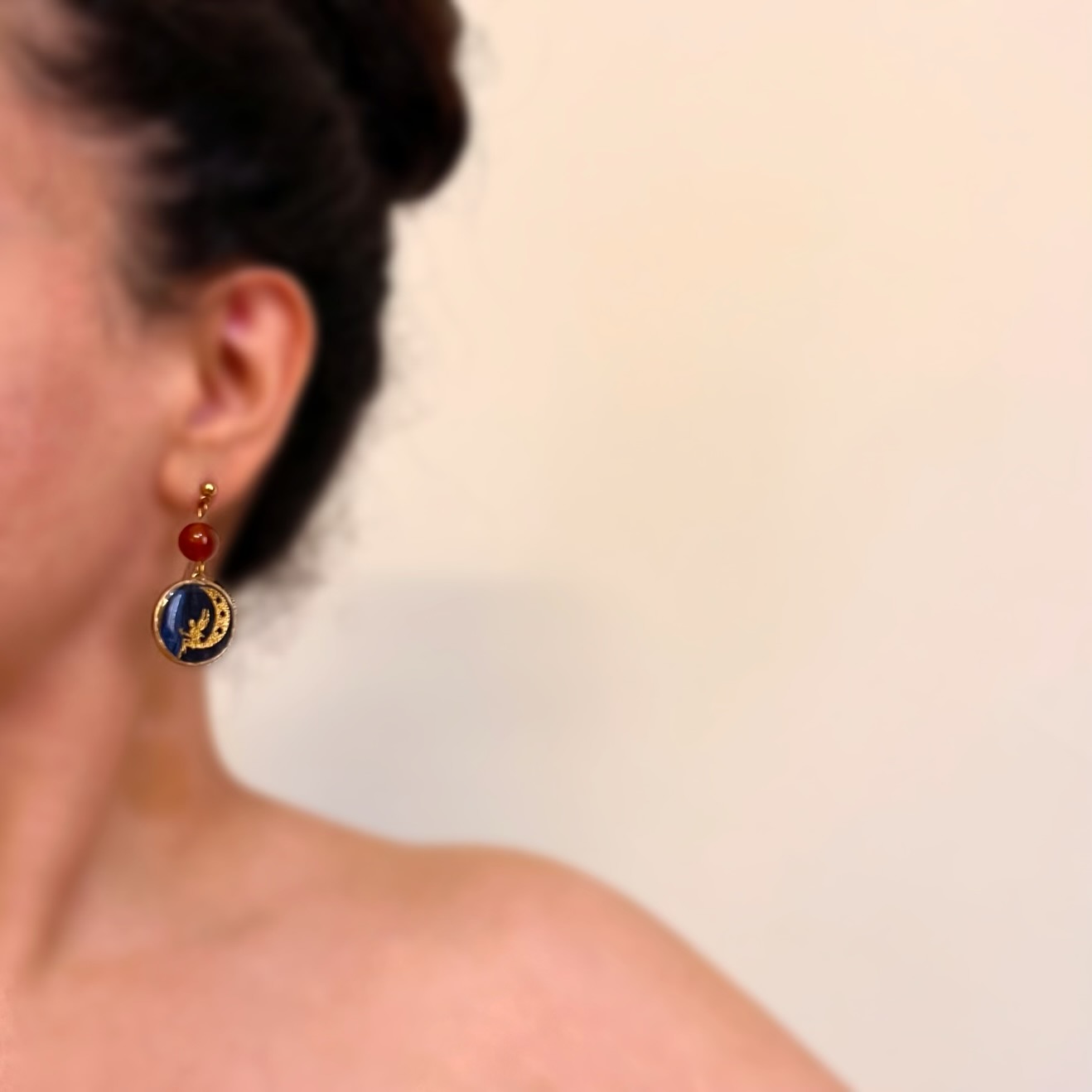 گوشواره سنگ و رزین شکیبا دستساز و شیک