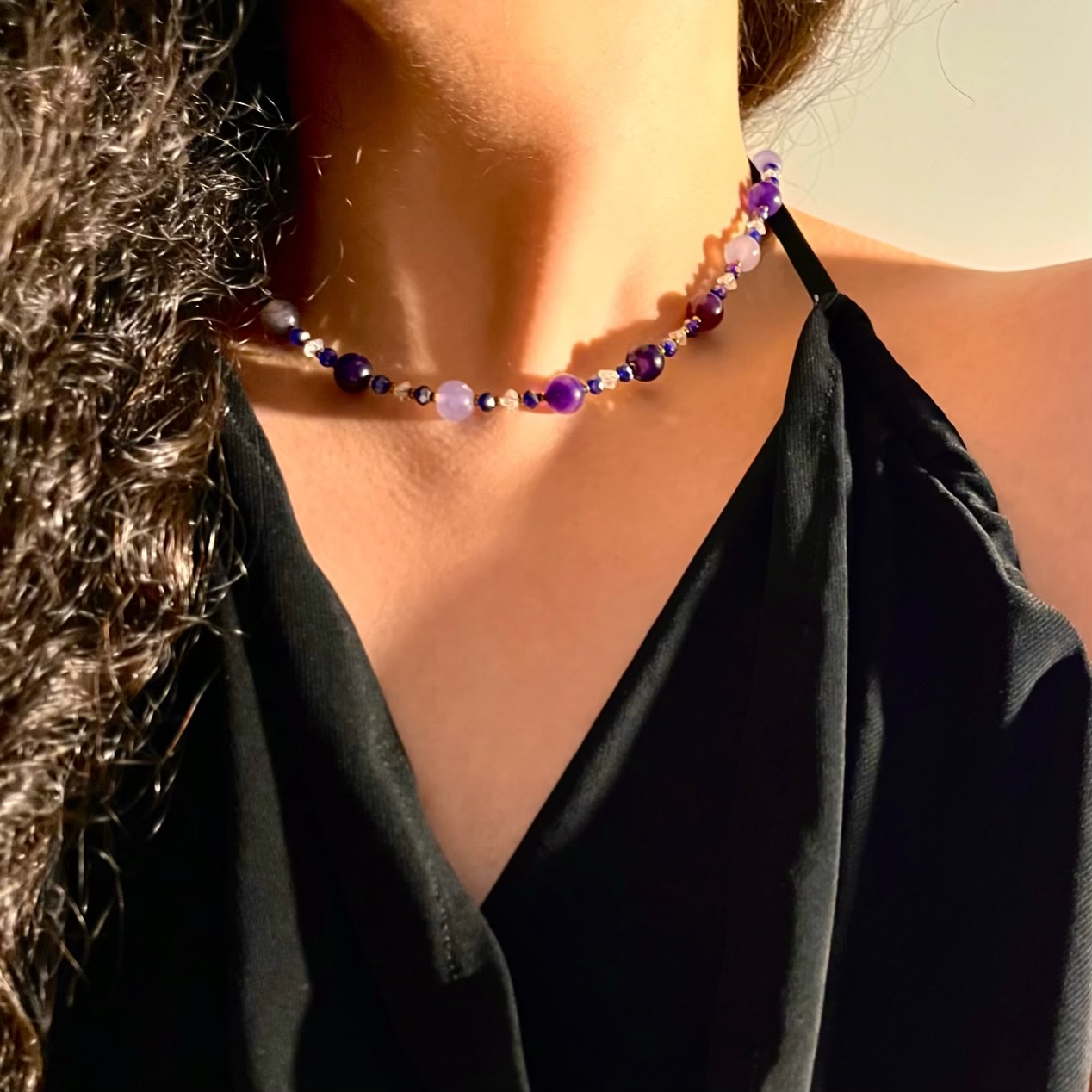 گردنبند سنگ و کریستال شکیبا دستساز و شیک